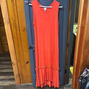Elegant Orange Sleeveless Dress